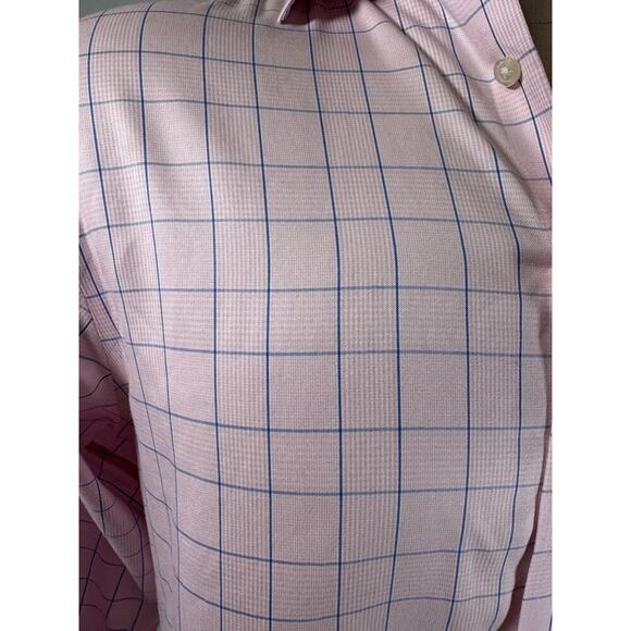 Charles Tyrwhitt Mens Dress Shirt Button Pink Blue Plaid Non Iron Classic 15 1/2 - Picture 2 of 8
